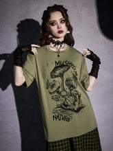 ROMWE Goth Mushroom & Letter Graphic Tee